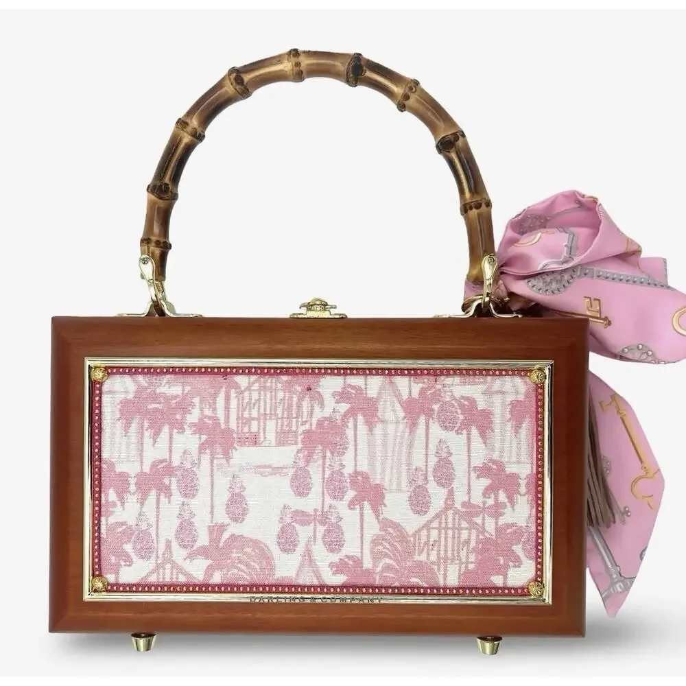 Darling And Company Palm Beach Plaid Cigar Box Wooden Bag NWT USA $450